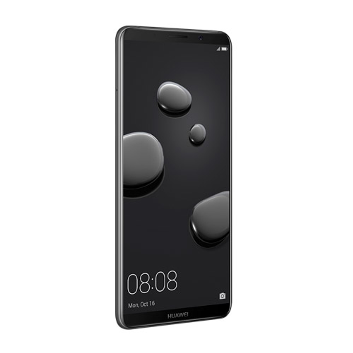 Uno smartphone nero mostra uno schermo scuro con gocce d'acqua e l'ora 08:08.