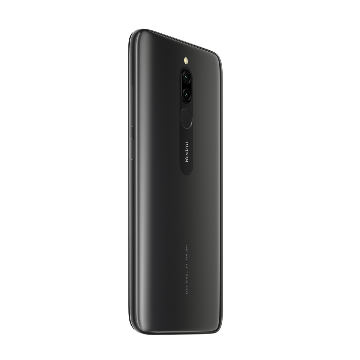 Rückansicht eines schwarzen Redmi-Telefons. Eine Kamera und das Redmi-Logo sind sichtbar.