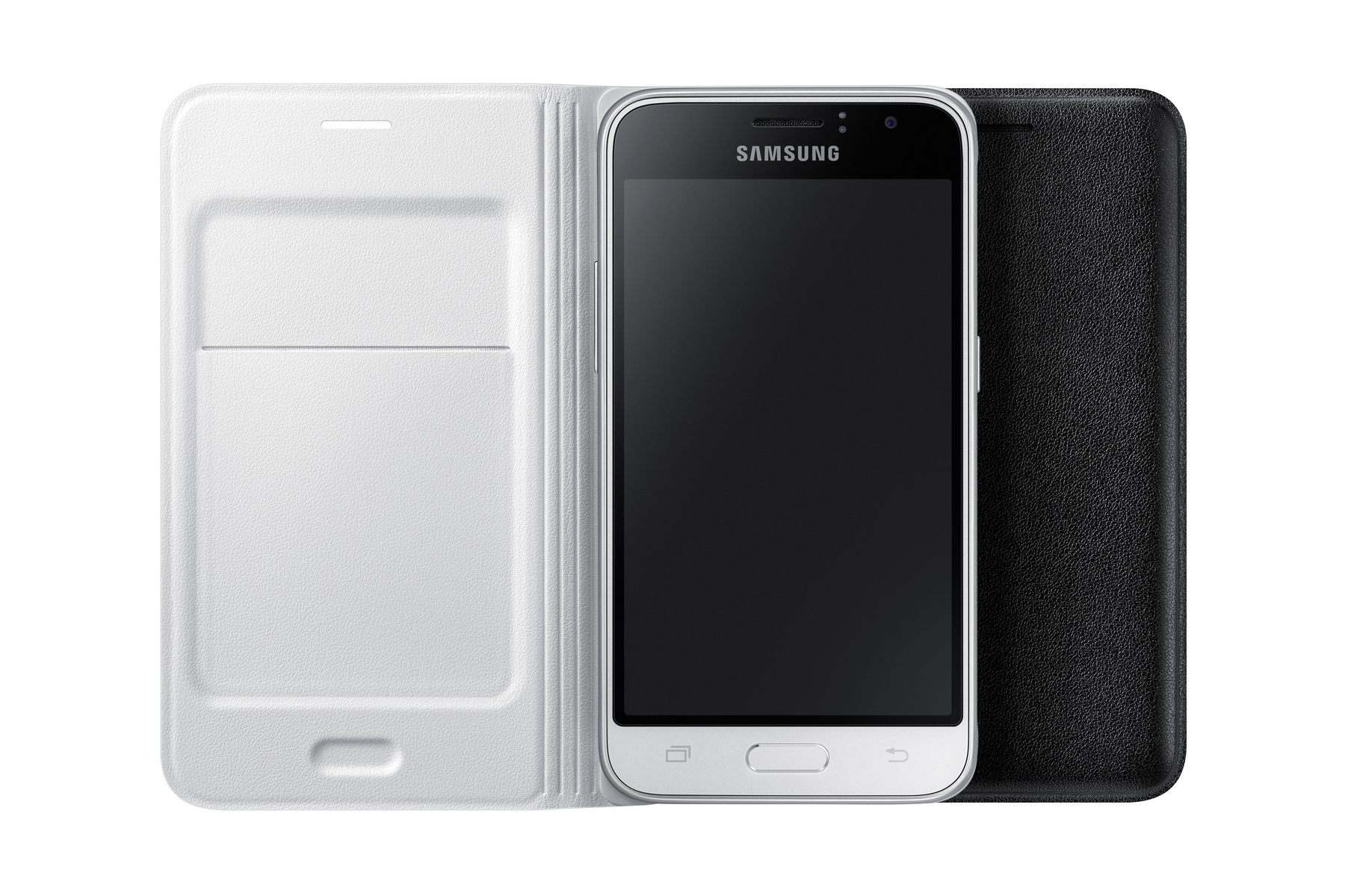 SAMSUNG FLIP WALLET CUSTODIA A LIBRO per Galaxy J1 (2016), Bianco