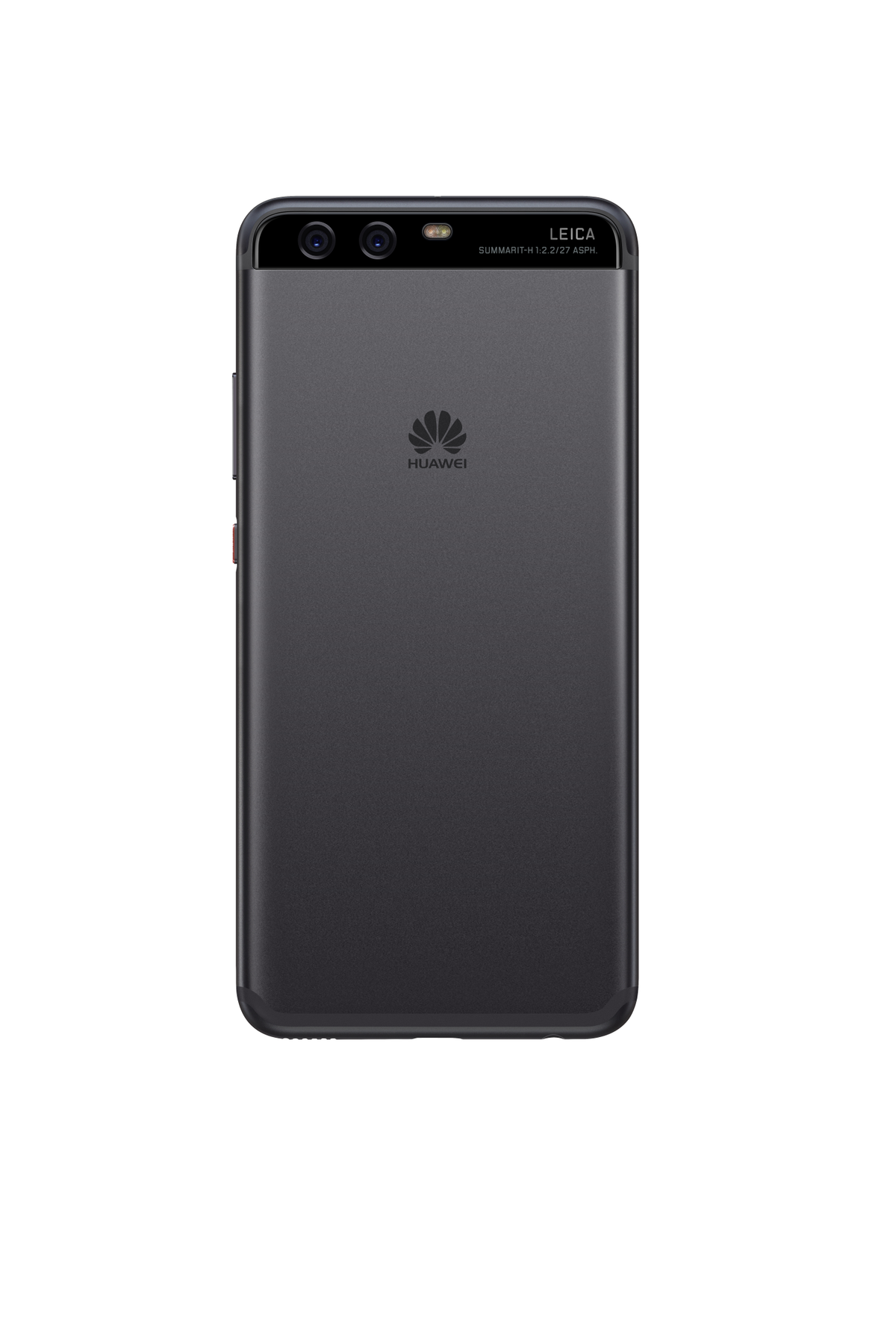 Smartphone nero, vista posteriore. Ha una doppia fotocamera e il logo HUAWEI.