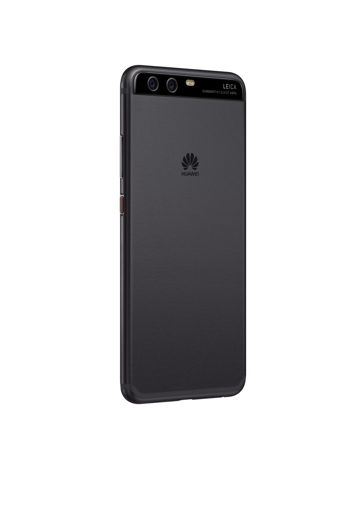 Retro del telefono Huawei nero. Doppia fotocamera e marchio Leica visibili.