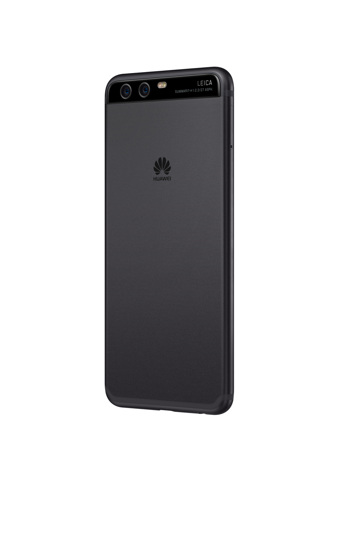 Telefono nero con fotocamera a tripla lente. Ha un logo Huawei e il marchio Leica.