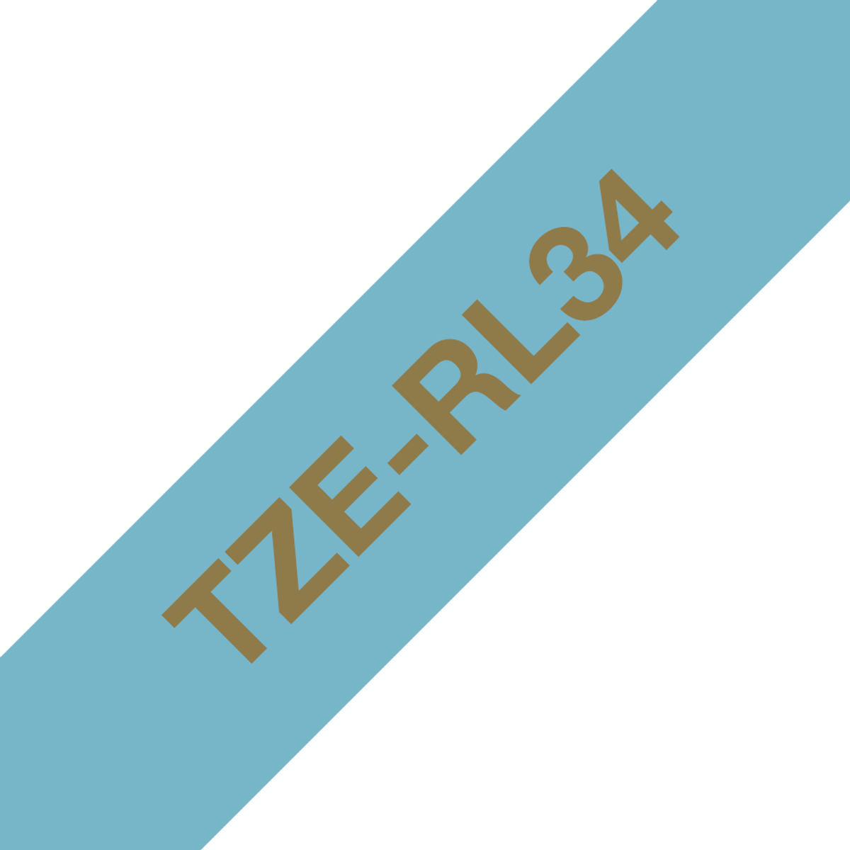 Blaues Band mit dem Text 'TZE-RL34' in Goldfarbe.