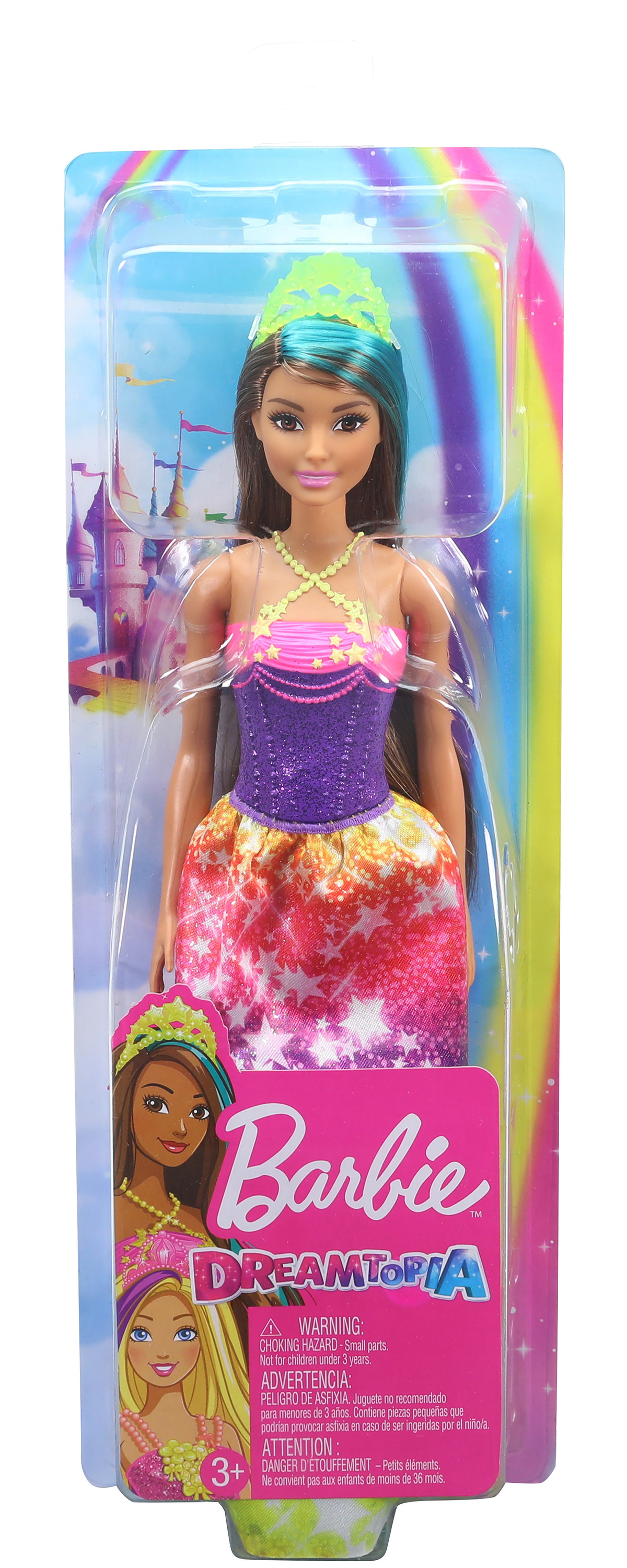 Top GJK14 Falda Dreamtopia Puppe Arcoiris y MATTEL Rosa Barbie Morado