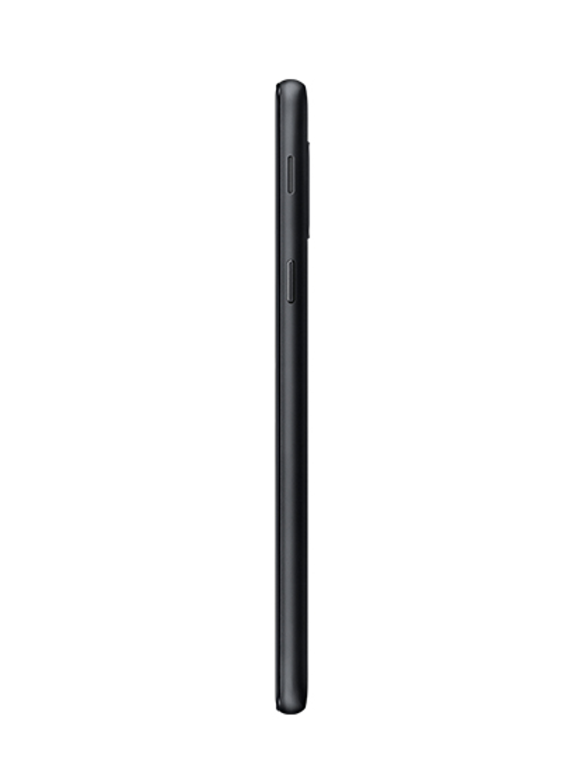 Seitenansicht eines schwarzen Smartphones.