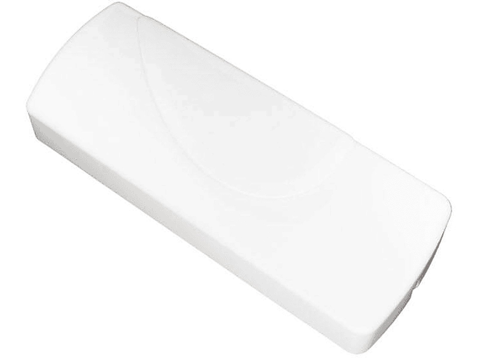 Ein weißes rechteckiges Objekt, möglicherweise eine Seifenschale oder ein Tablett.