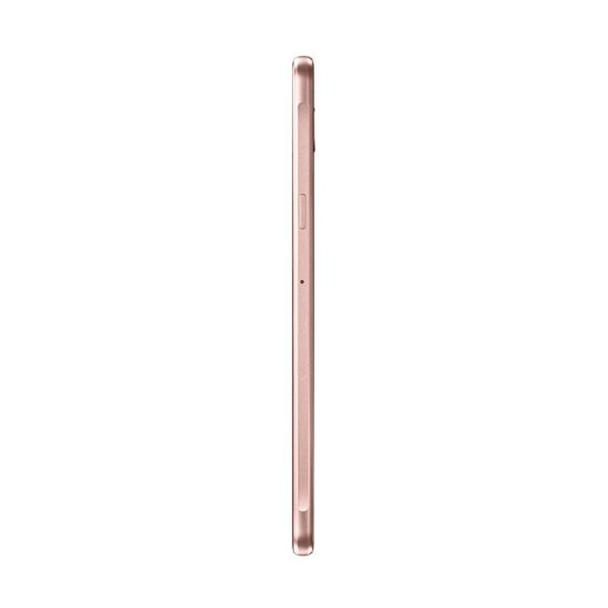 Seitenansicht eines roségoldenen Smartphones mit schlichtem, schlankem Design.