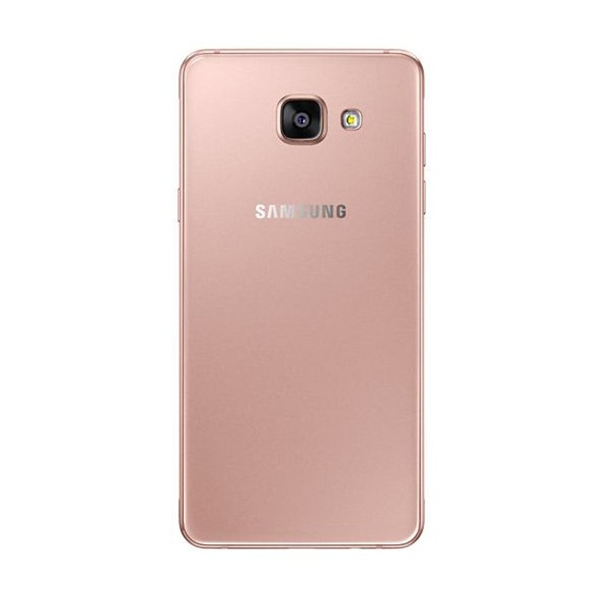 Roségoldenes Samsung-Handy, Rückansicht. Kamera und Samsung-Logo sind auf der Rückseite sichtbar.