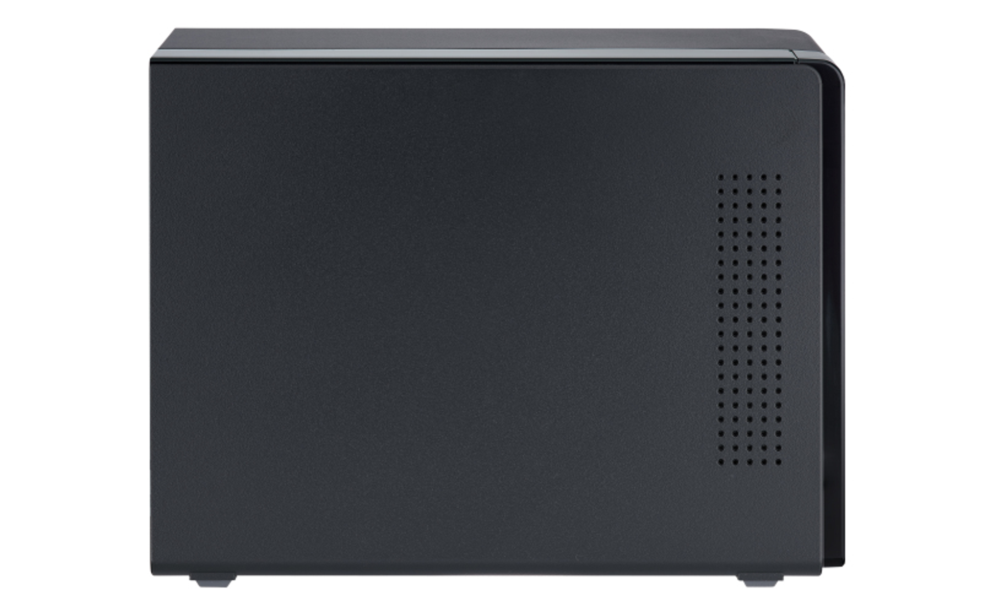 Ein schwarzer NAS-Server mit einem schlanken, modernen Design.