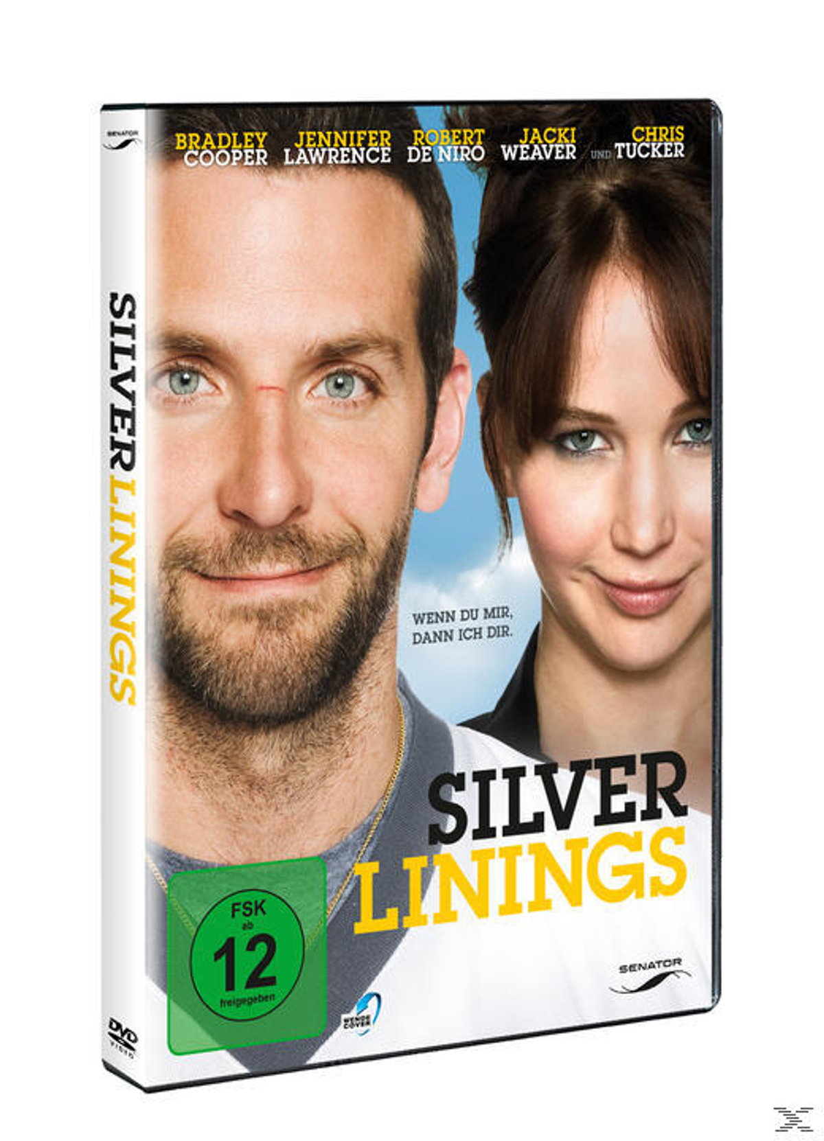 Silver Linings Playbook DVD-Cover mit Bradley Cooper und Jennifer Lawrence.