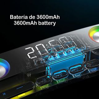 Barra de sonido - DAM ELECTRONICS SH39 Bluetooth 5.0 con teclas mecánicas, pantalla y luz RGB. Batería de 3600mAh. Gaming, home cinema, Bluetooth, Subwoofer No, Negro
