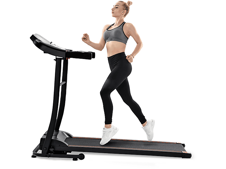 with USB Schwarz App, LINGDA Exercise Display Kinomap for Home, Equipment Running LED Bluetooth Treadmill Laufband, Foldable