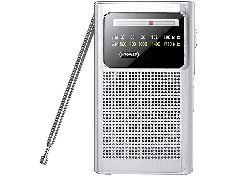 BRIGHTAKE Kompaktes tragbares Batterieradio Senioren für Silber AM, FM/AM FM, Radio