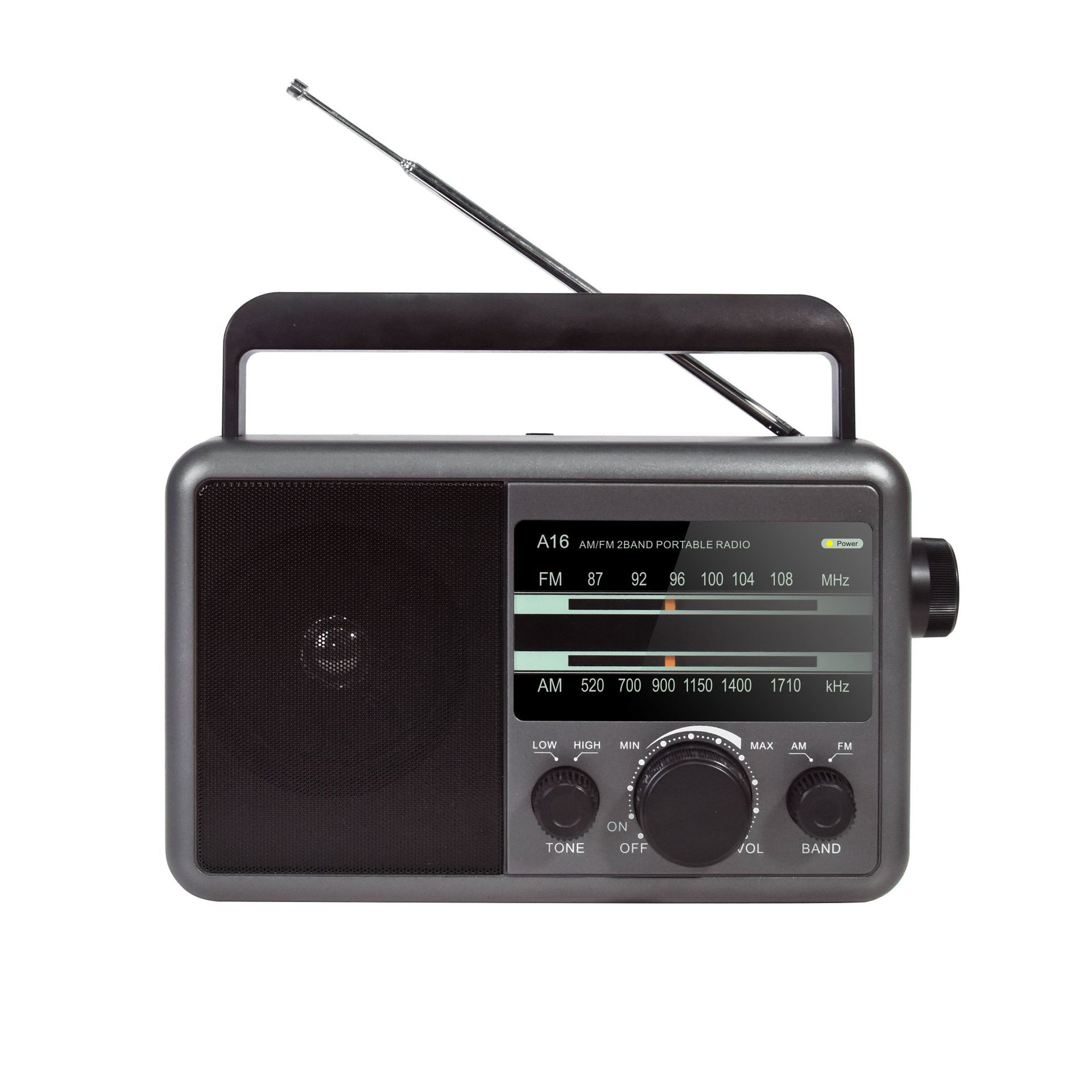 BRIGHTAKE Tragbares FM-Handgerät - Grau Multifunktional AM, Radio, Stereo Senioren und für FM