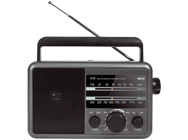 BRIGHTAKE Tragbares FM-Handgerät für Senioren - Multifunktional und Stereo Radio, AM, FM, Grau