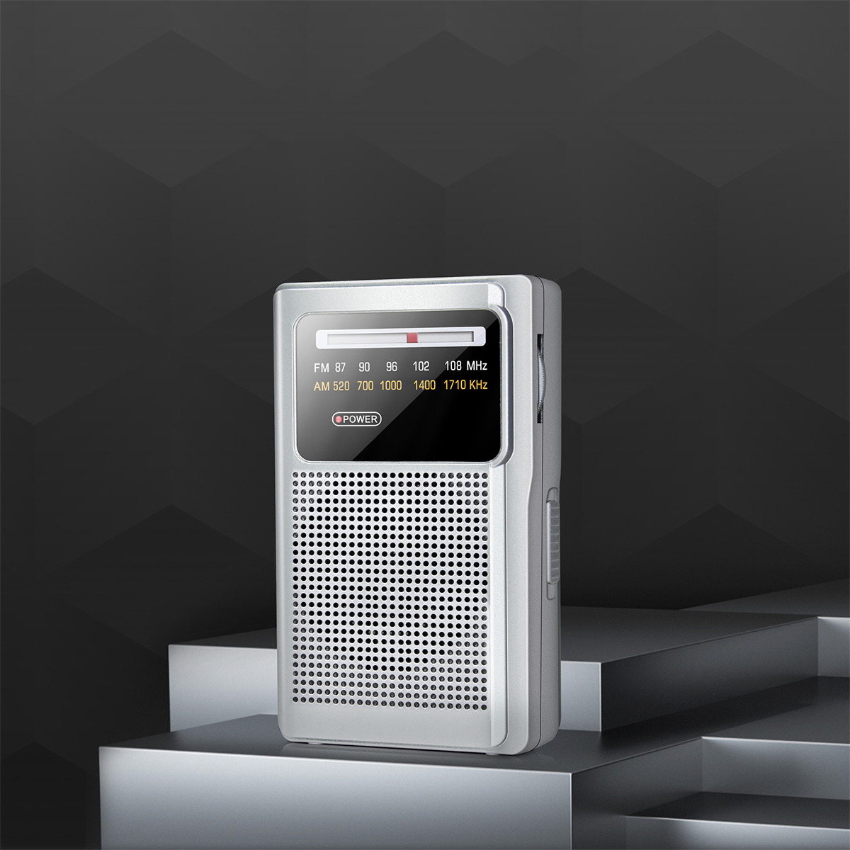 BRIGHTAKE Kompaktes tragbares FM/AM Batterieradio Radio, Senioren Silber für FM, AM