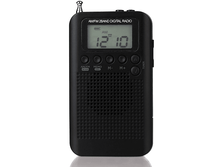 ENBAOXIN Tragbares Radio - FM/AM-Bänder, Zeitalarmeinstellung, Orange Hintergrundbeleuchtung Radio, FM, FM, AM, Schwarz