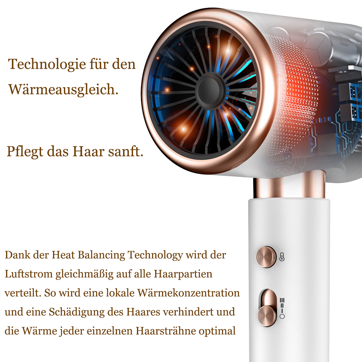 BRIGHTAKE Hochgeschwindigkeits-Haartrockner 2400 Watt) Haartrockner (W) (2000 Negativ-Ionen-Kalt-/Heißluftgetriebe Weiß