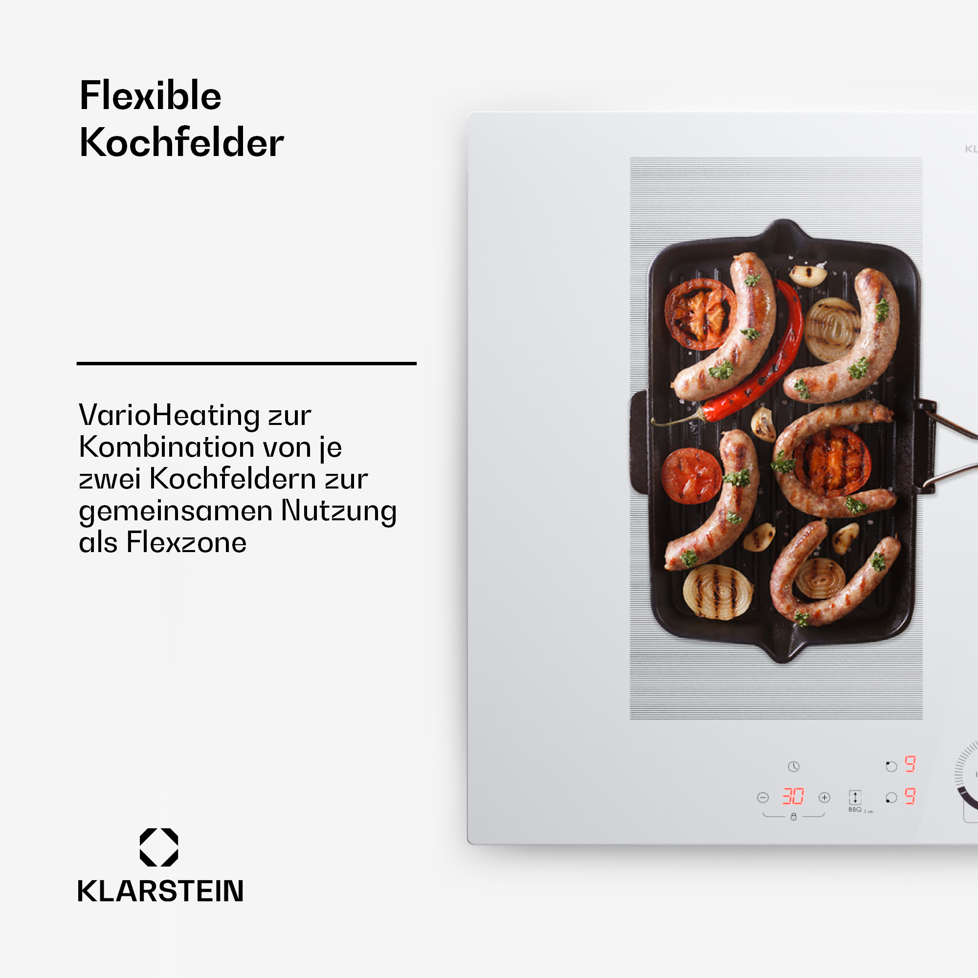 4 breit, KLARSTEIN Delicatessa Induktions-Kochfeld 70 (72 Hybrid Kochfelder) cm