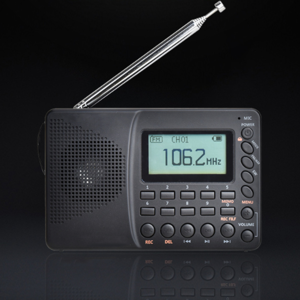 ENBAOXIN Stereo-Recorder - Vollband mit Lithium-Batterie und Radio, Bluetooth FM, FM, AM, -, Karteneinschub, Austauschbare Schwarz