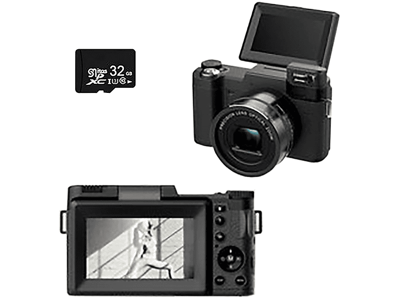 LINGDA Mikro-SLR mit Sony CMOS-Sensor, Kompaktkamera Digitalkamera Schwarz, 5x opt. Zoom opt. Zoom-