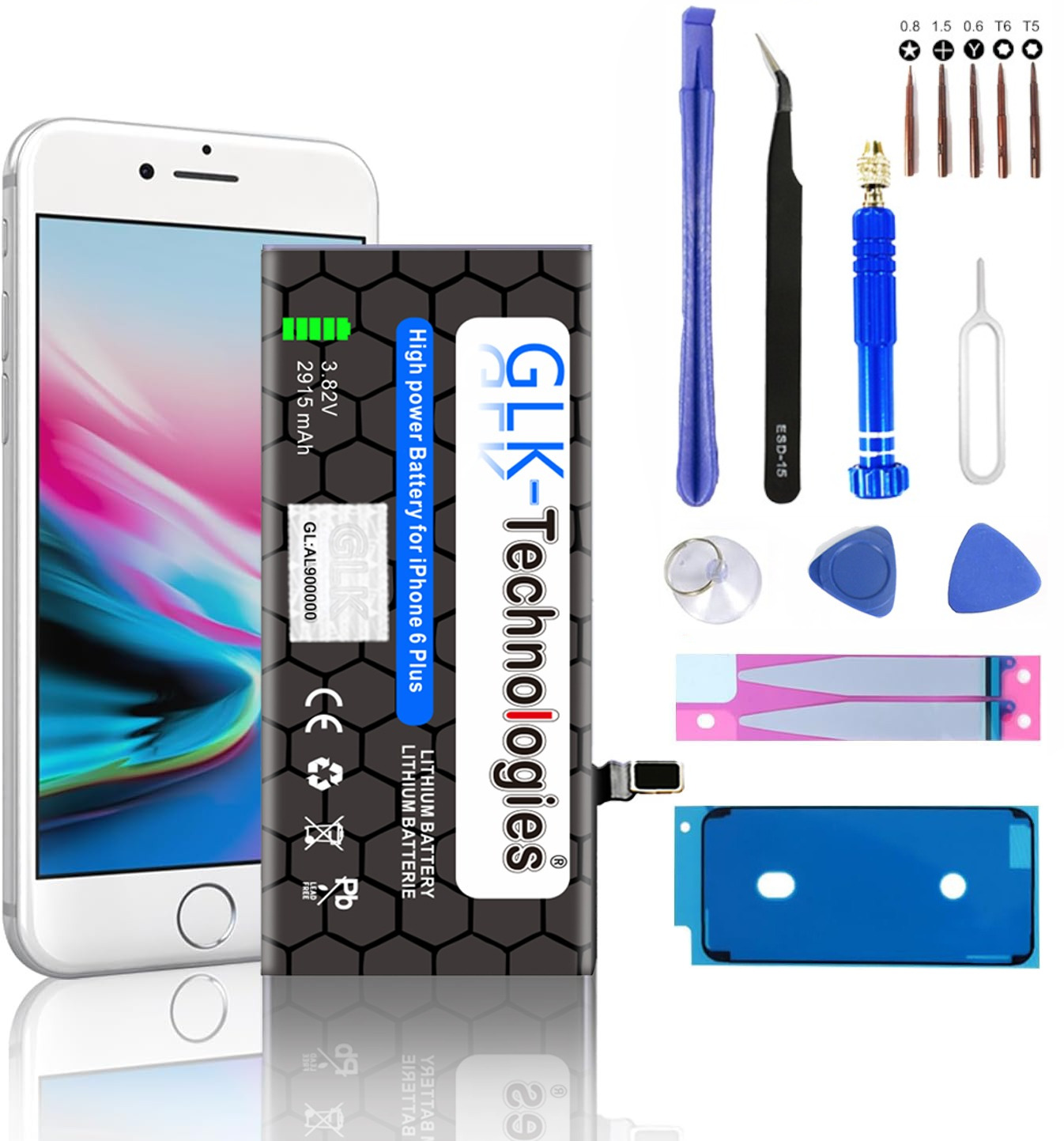 GLK-TECHNOLOGIES iPhone 6 Lithium-Ionen-Akku Plus Akku Smartphone Werkzeug inkl. Ersatz