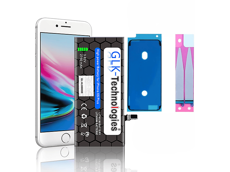 GLK-TECHNOLOGIES Apple iPhone 6S Plus  inkl. 2X Klebebandsätze Li-Ion Smartphone Ersatz Akku, Lithium-Ionen, 3.8 Volt, 2750mAh
