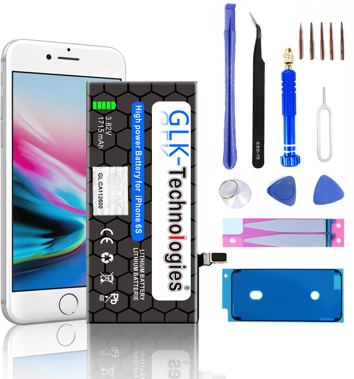 GLK-TECHNOLOGIES iPhone 6S inkl. Ersatz Smartphone Set Werkzeug Lithium-Ionen-Akku Kit Akku