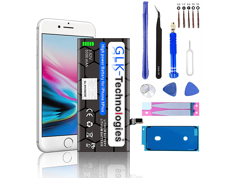 GLK-TECHNOLOGIES iPhone 8 Plus  inkl. Werkzeug Lithium-Ionen-Akku Smartphone Ersatz Akku