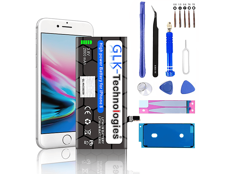 GLK-TECHNOLOGIES iPhone 8 APN  inkl. Werkzeug Lithium-Ionen-Akku Smartphone Ersatz Akku