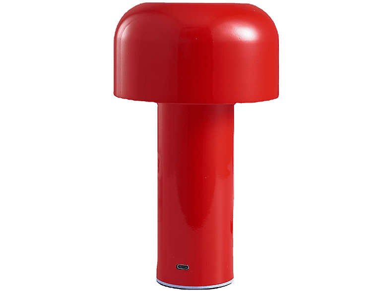 LACAMAX Rote LED-Pilz-Tischlampe - stufenlos dimmbar, dreifarbig wechselndes Licht LED-Licht, Rot, Weiß, Gelb