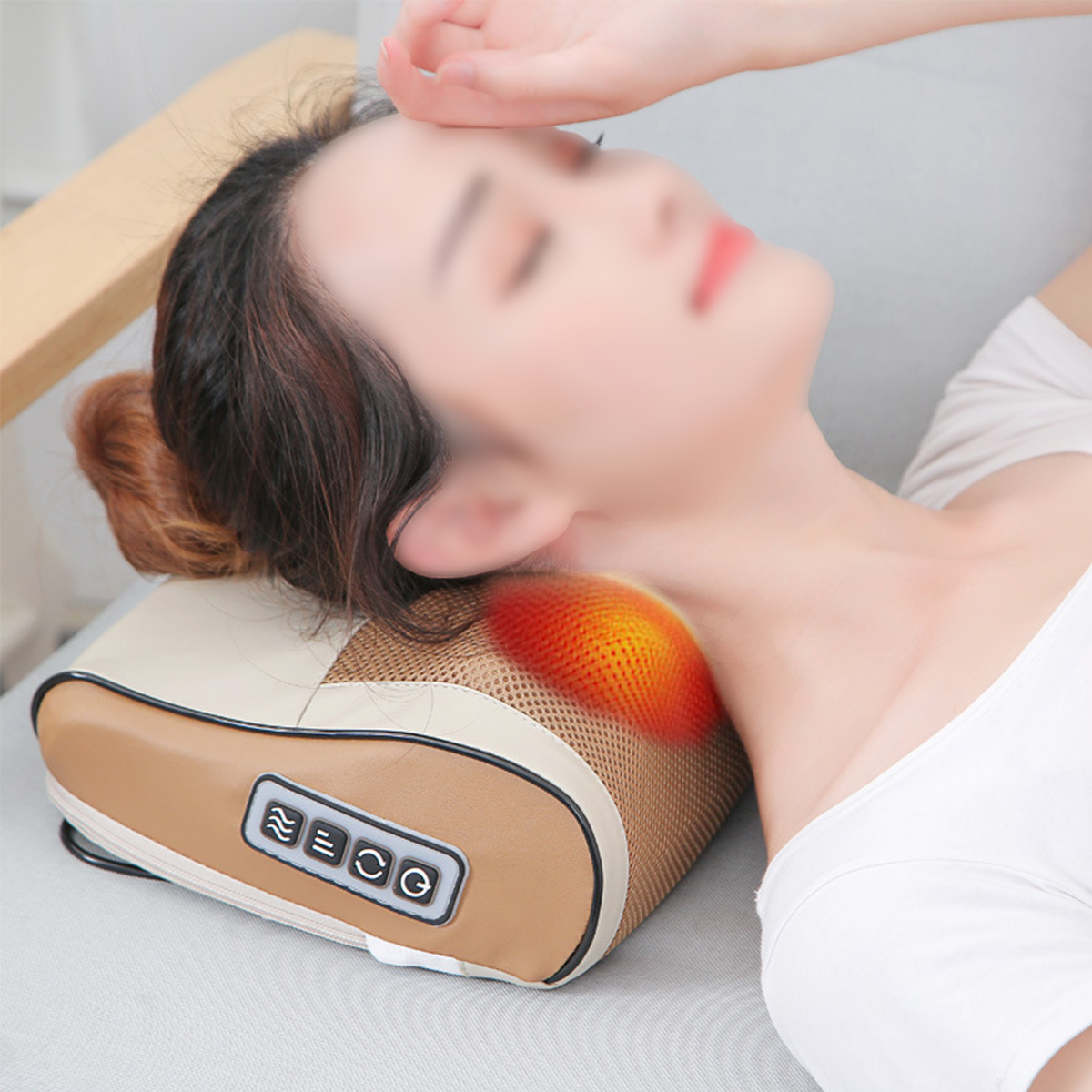 BRIGHTAKE Nacken-Nacken-Halsmassagegerät Elektrisch PU-Leder Nacken-Massagegerät Massagekissen 3-stufige beheiztes Einstellung