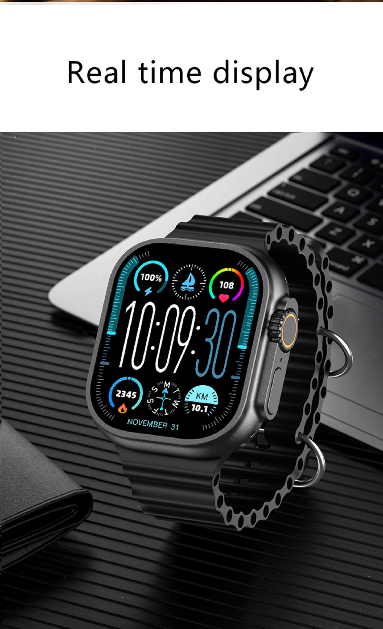 VA9 BT-Anruf SW Watch Smartwatch NFC 2 Schwarz Aktivitätstracker MIRUX Ultra Silikon,