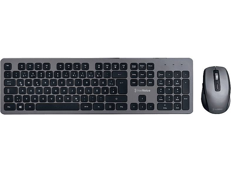 Tastatur, (Maus, DE), Combo Wireless Anthrazit/Schwarz Tastatur/Maus FREEVOICE Set,