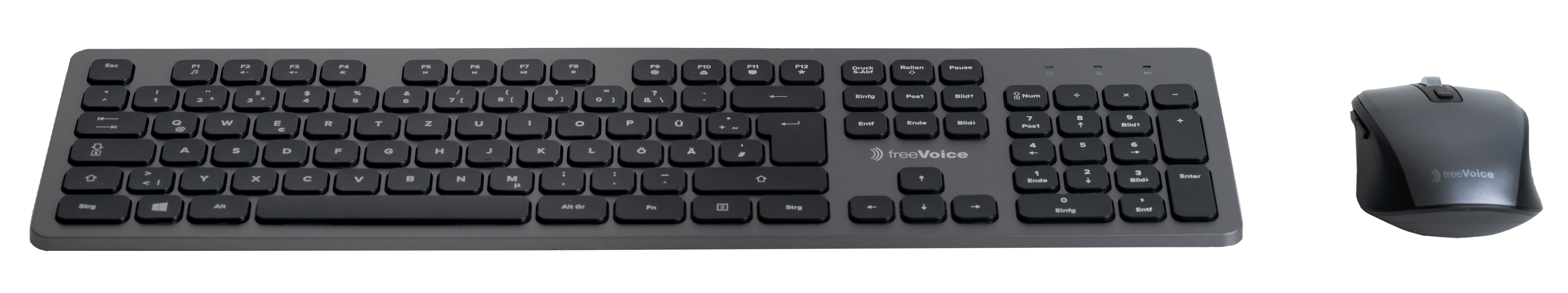 FREEVOICE Wireless Combo (Maus, Tastatur, Set, Anthrazit/Schwarz DE), Tastatur/Maus