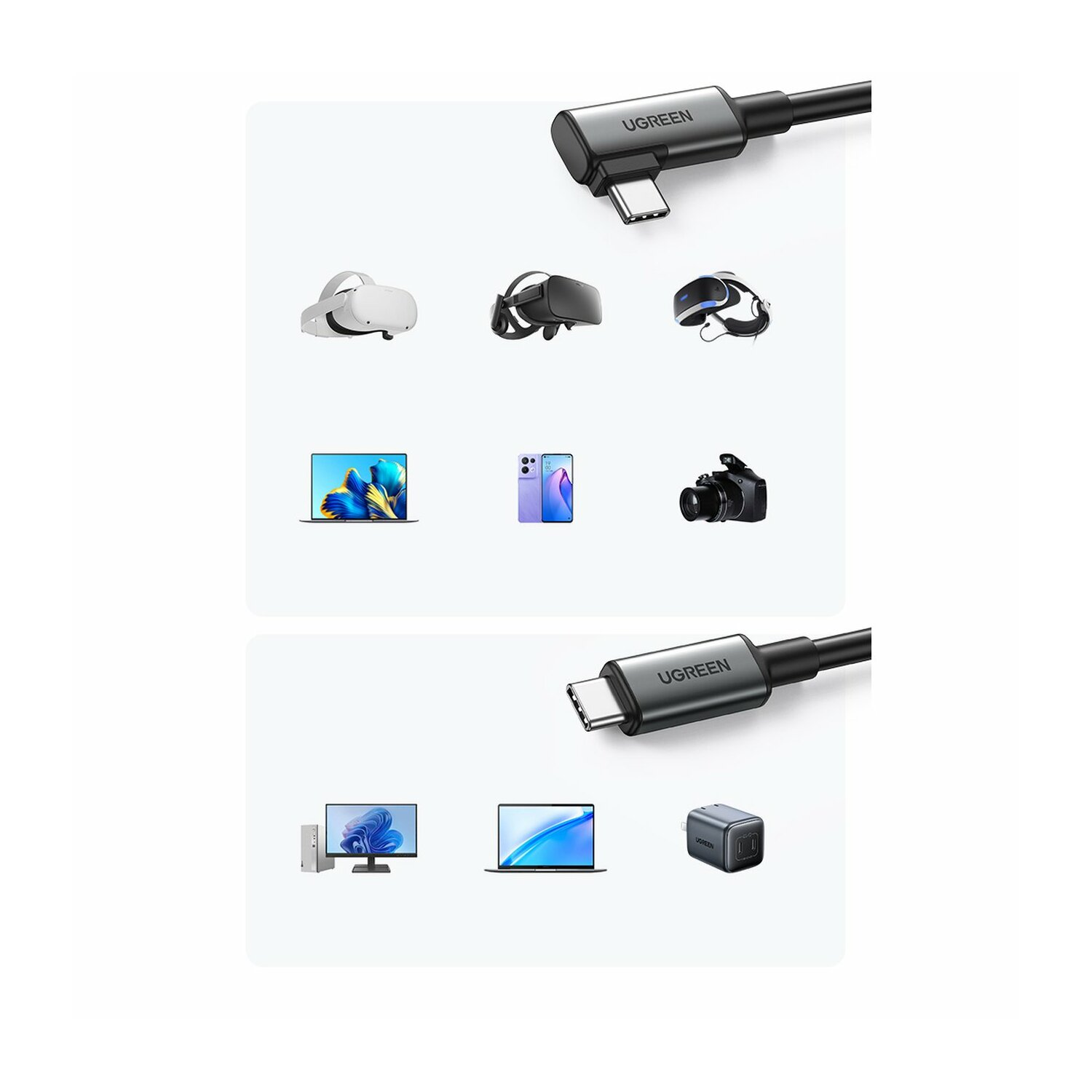 UGREEN abgewinkeltes Kabel - C Schwarz Type Type C, USB USB Ladekabel