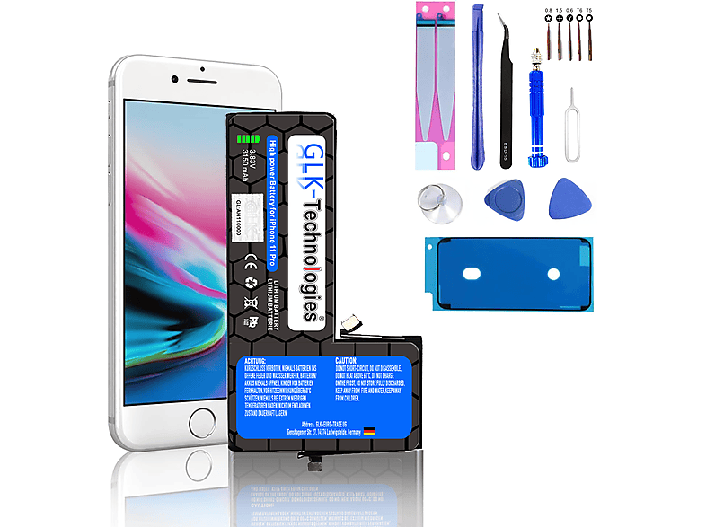 GLK-TECHNOLOGIES Apple iPhone 11 Akku, Werkzeug inkl. 3150 Pro Smartphone mAh Lithium-Ionen-Akku Ersatz