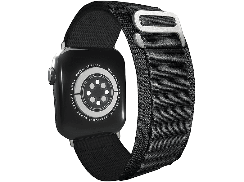 NALIA Alpine Nylon Smartwatch Armband, Ersatzarmband, Apple, Apple Watch 38mm/40mm/41mm, Schwarz