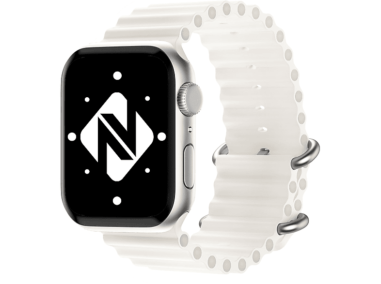 NALIA Smartwatch Sport-Armband Ocean, Ersatzarmband, Apple, Apple Watch 42mm/44mm/45mm/49mm, Weiß
