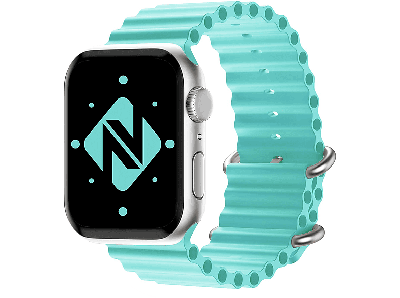 Apple, Ersatzarmband, Smartwatch 42mm/44mm/45mm/49mm, NALIA Sport-Armband Watch Apple Ocean, Türkis