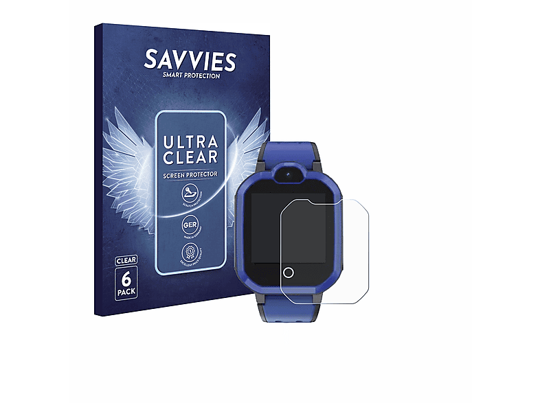 SAVVIES 6x klare Schutzfolie(für Pthtechus PTH 4G GPS) | Smartwatch Schutzfolien & Gläser