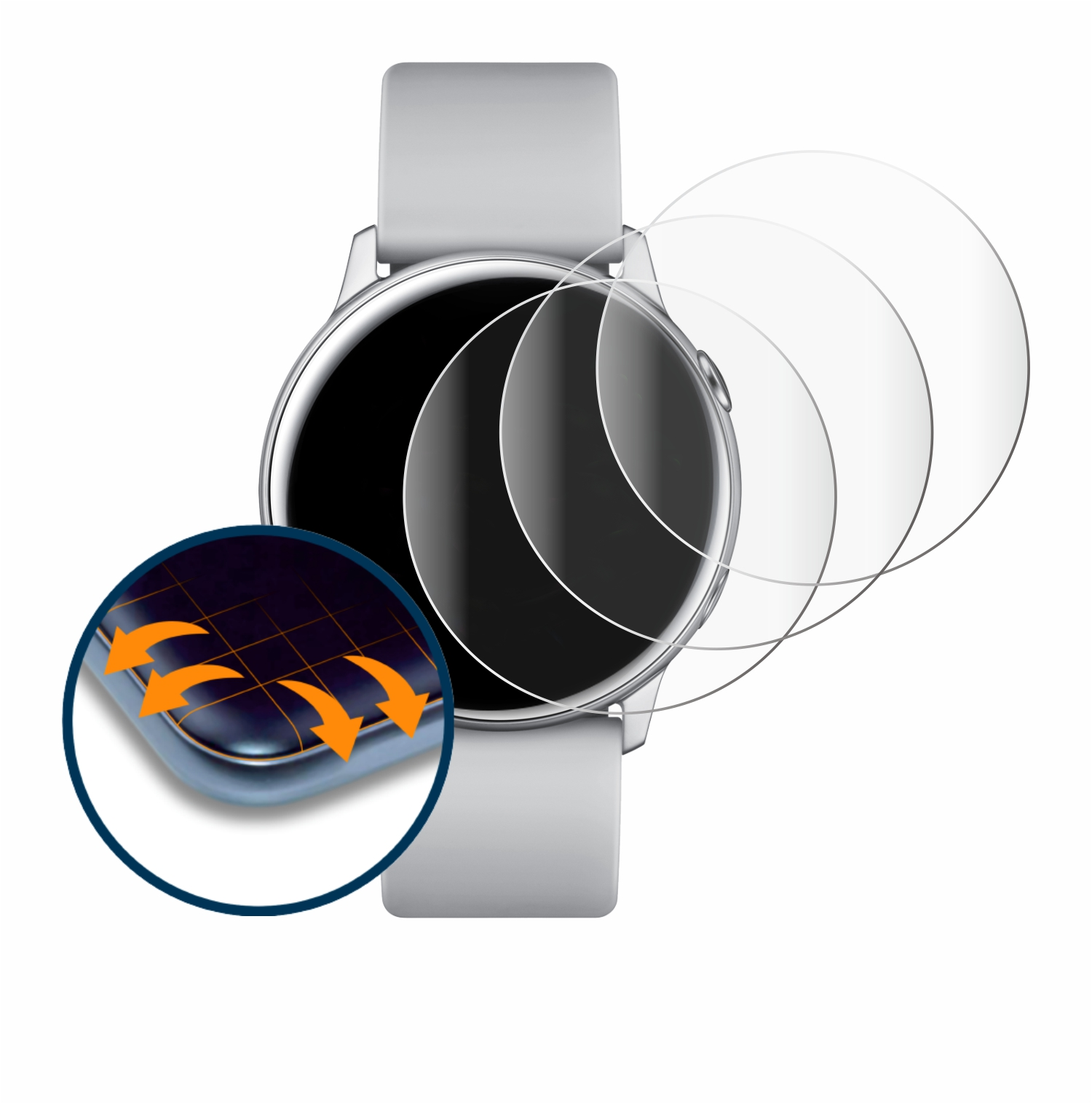 SAVVIES 4x Flex Full-Cover 3D Curved Galaxy Active) Watch Schutzfolie(für Samsung