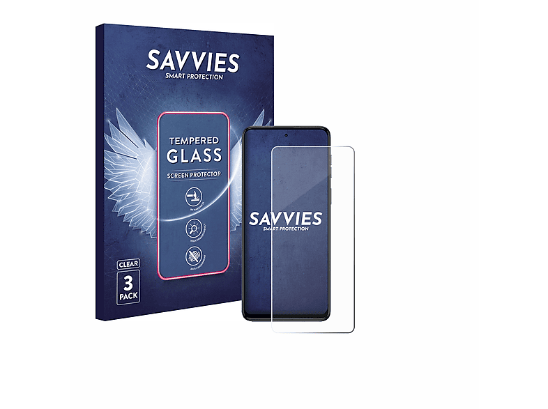 SAVVIES 3x 9H klares Schutzglas(für Motorola Moto G54)
