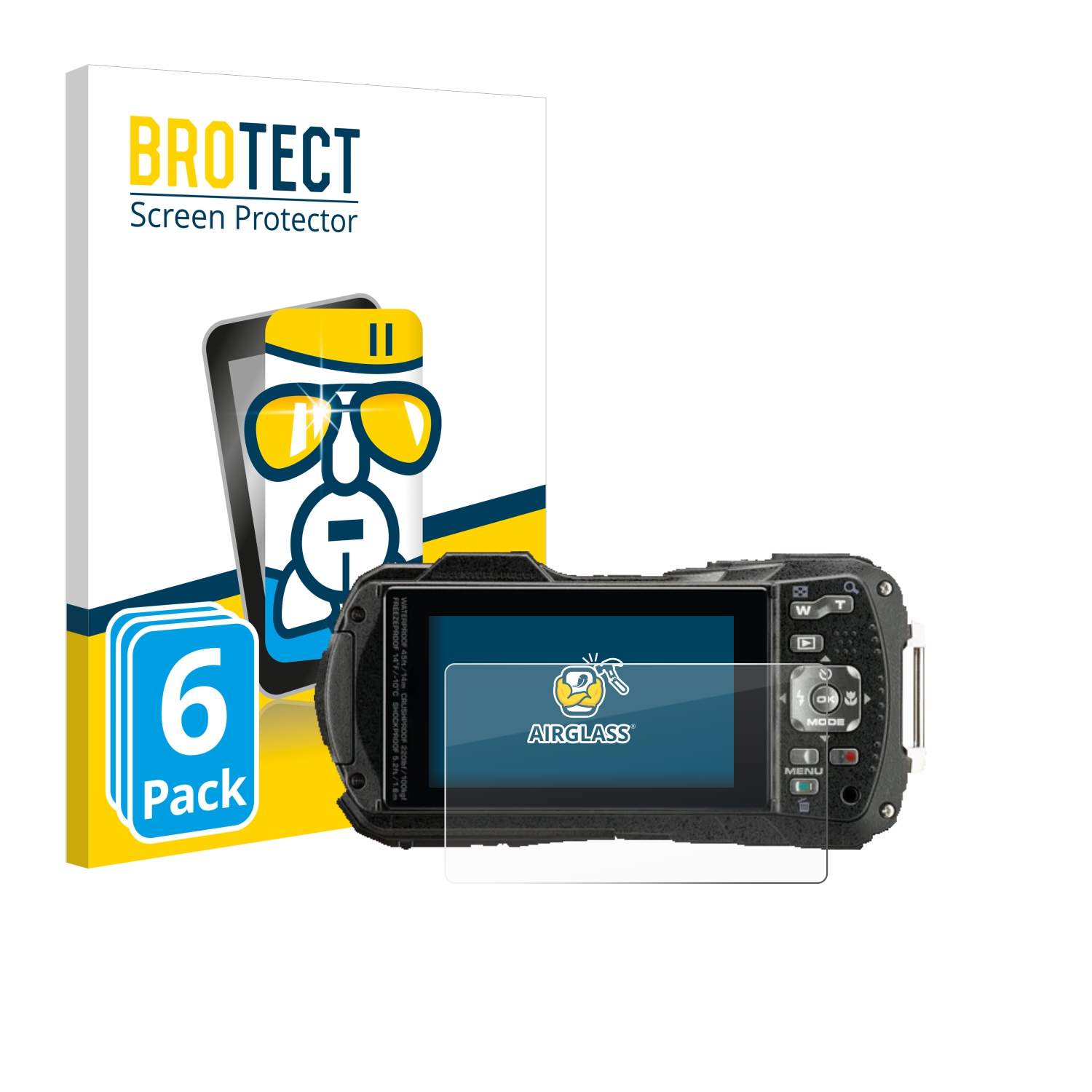 Pentax WG-90) klare 6x Schutzfolie(für Airglass BROTECT