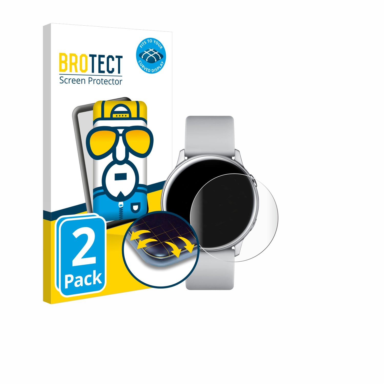 BROTECT 2x Flex Samsung Curved Watch Active) Schutzfolie(für Galaxy Full-Cover 3D