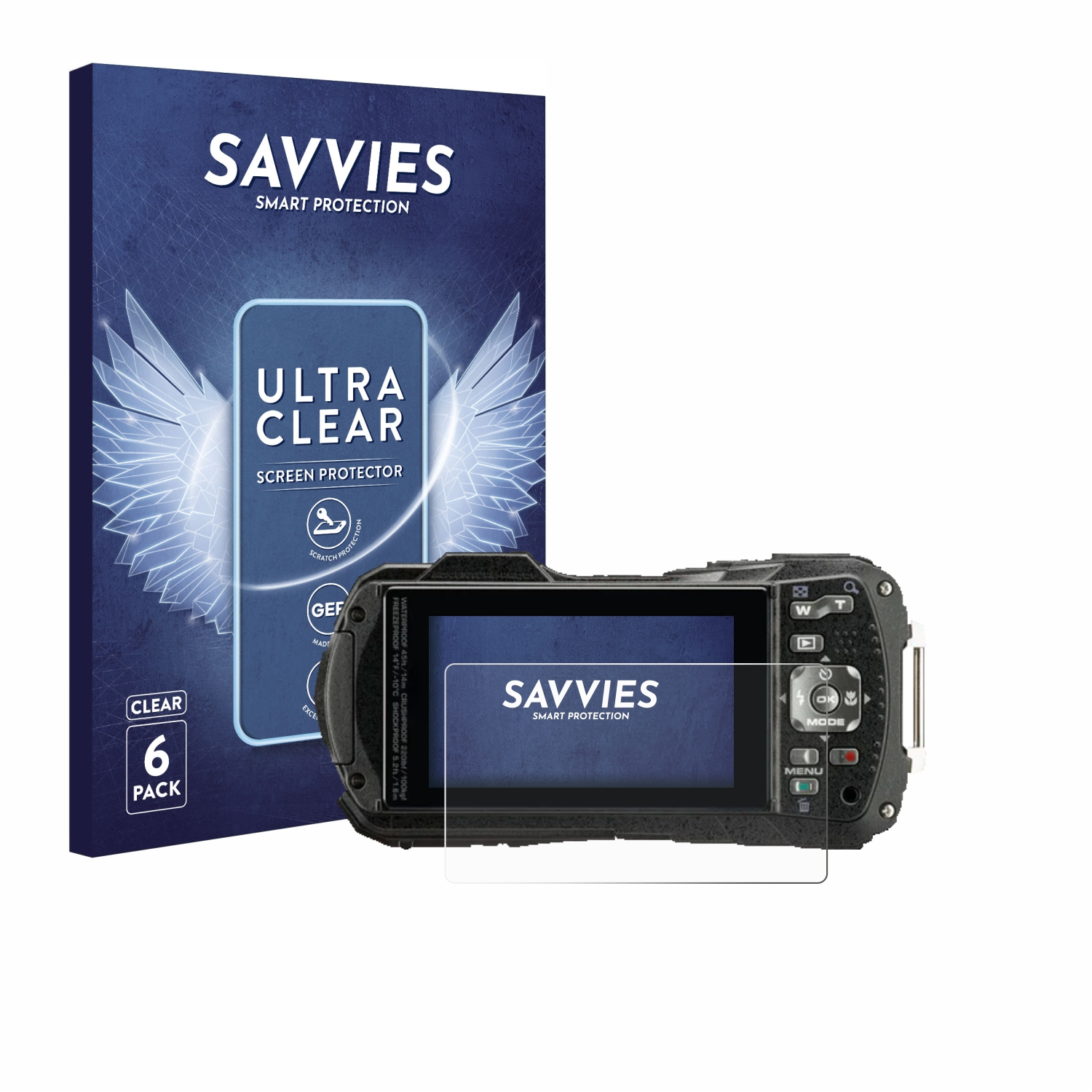SAVVIES 6x klare Schutzfolie(für Pentax WG-90)