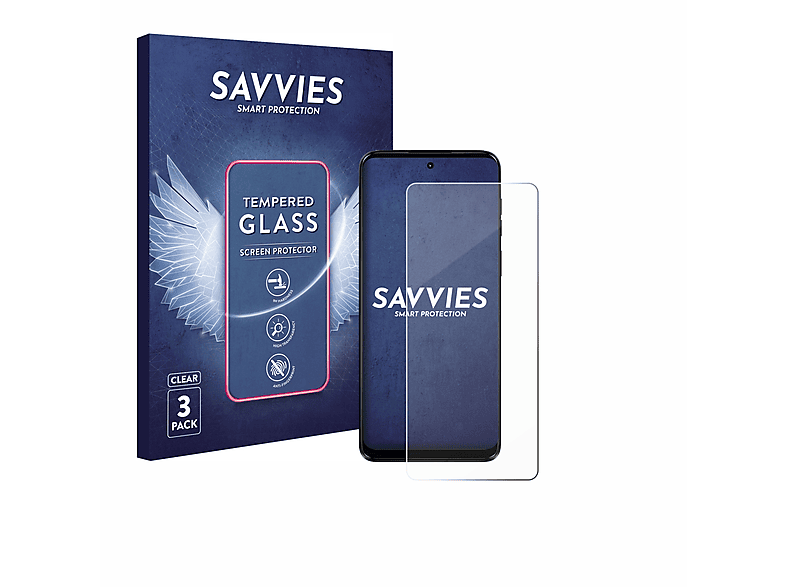SAVVIES 3x 9H klares Schutzglas(für Motorola Moto G14)
