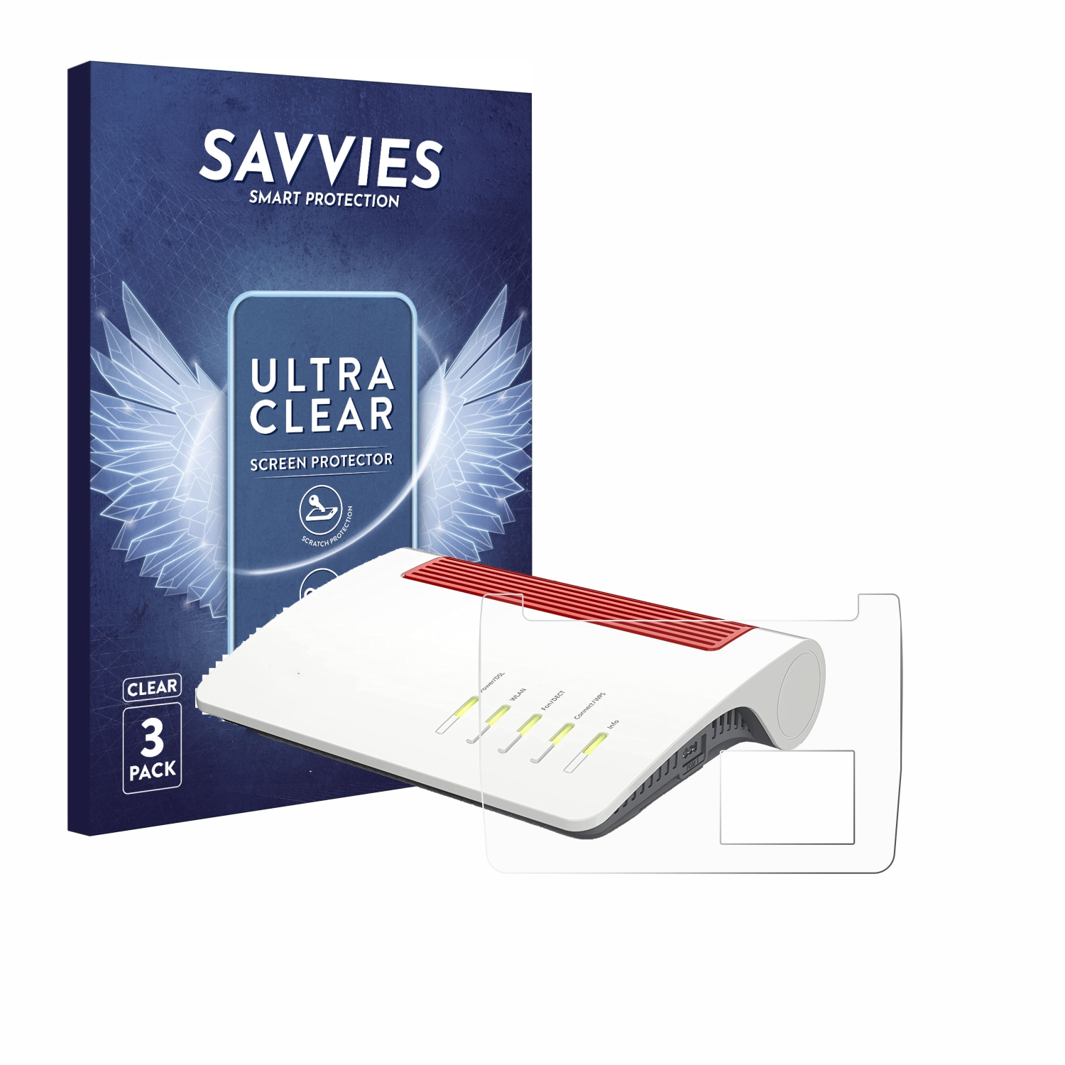 SAVVIES 3x klare 7590 Schutzfolie(für Fritz!Box Router)