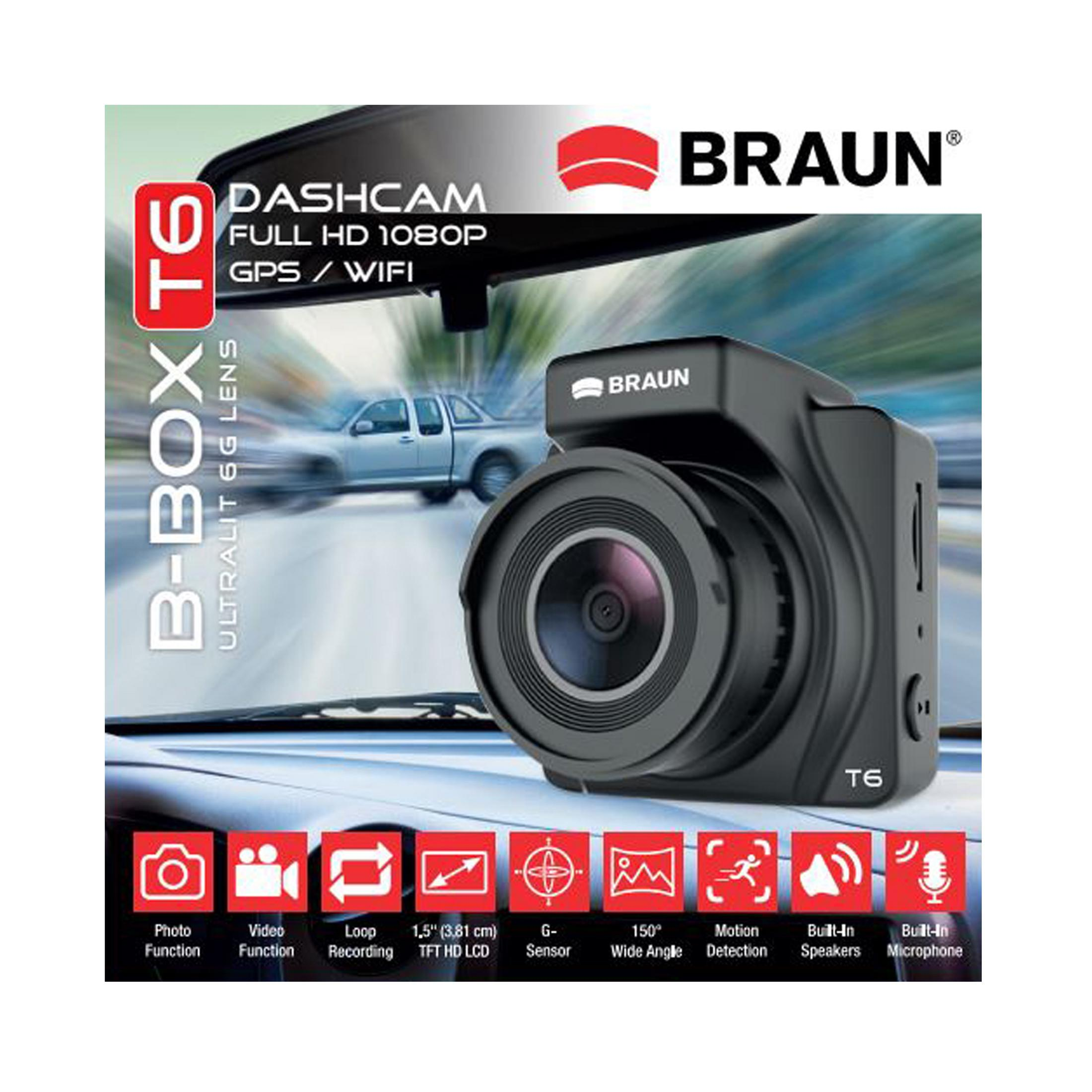BRAUN PHOTOTECHNIK T6 Dashcam DVR HD 3,81 CAR cmDisplay , FULL 57608 WIFI B-BOX GPS
