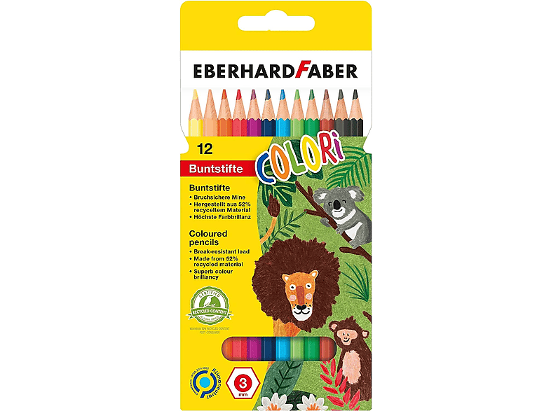 EBERHARD FABER 514812 BUNTSTIFT HEXAGONAL Mehrfarbig Buntstift, 12ER ETUI